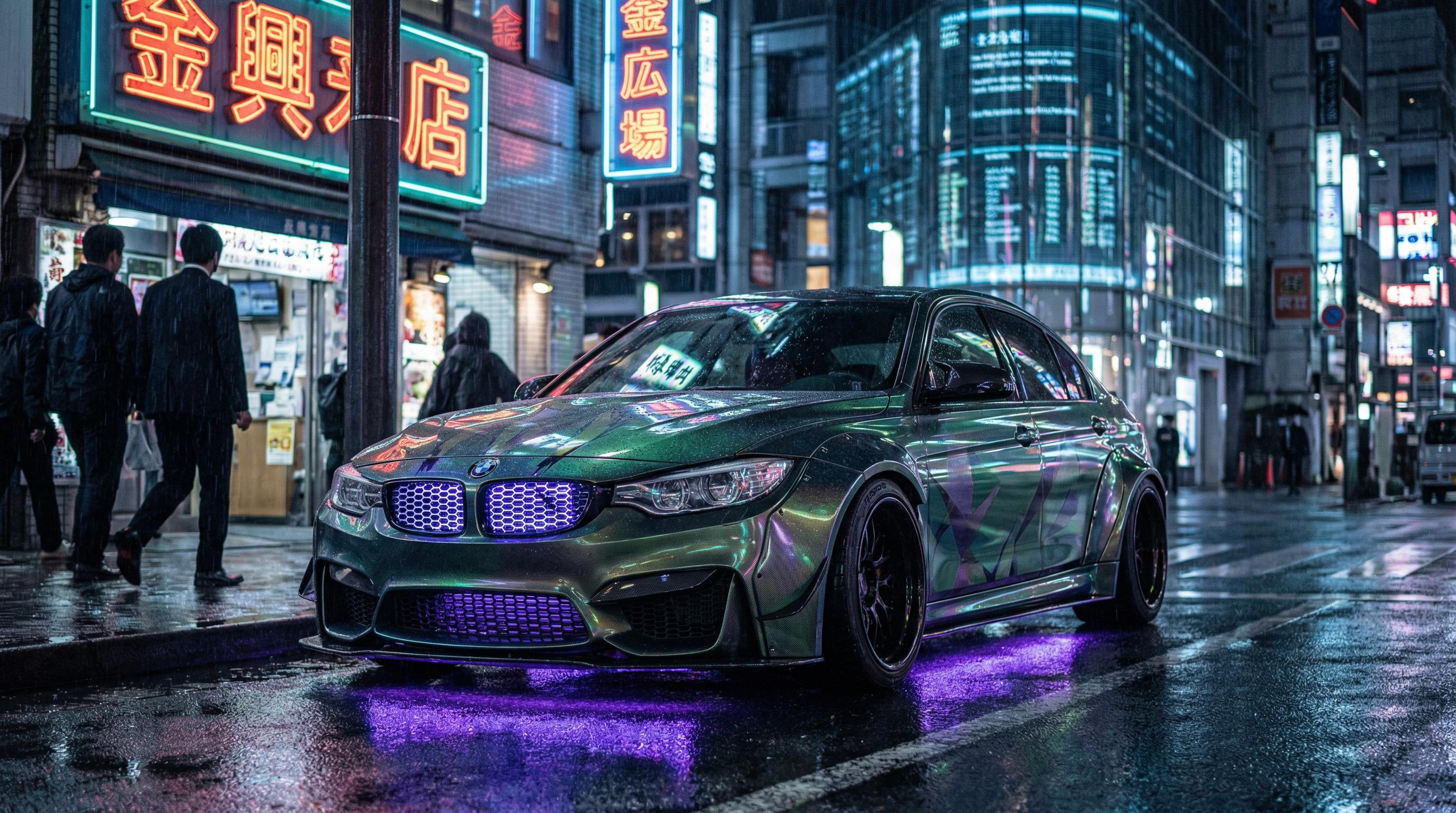 四虎视频绿色改装轿车夜景灯光视频